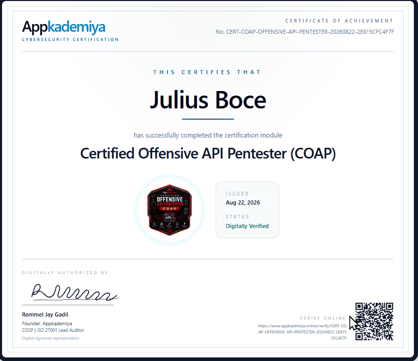 Certified Offensive API Pentester (COAP)