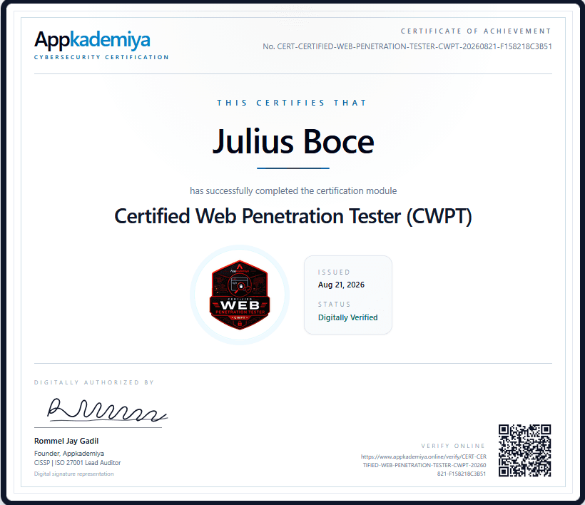 Certified Web Penetration Tester (CWPT)